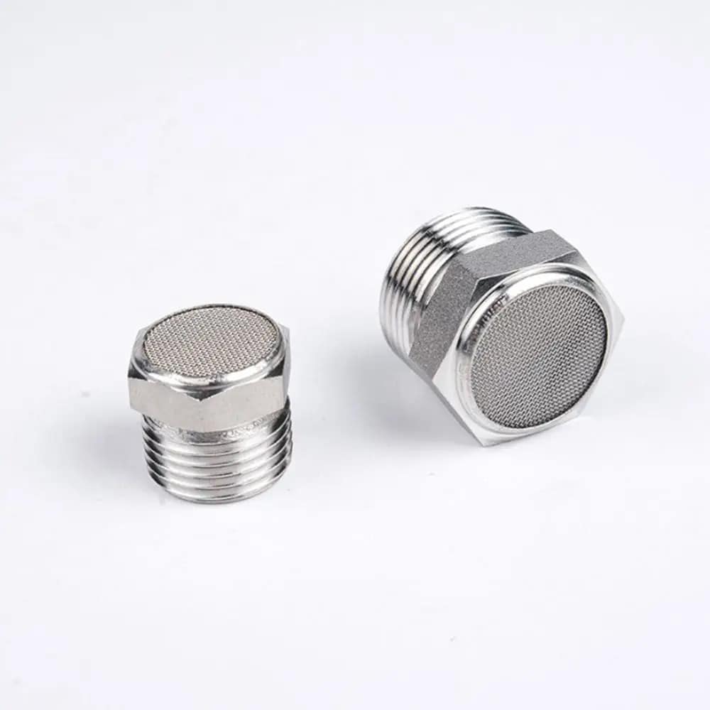 Flat-head Pneumatic Air Silencer for Drill Stainless Steel Muffler Noise Filter Threaded Connector Screw