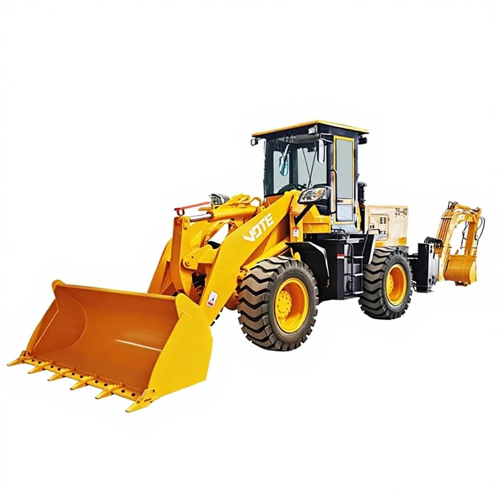 Two-End Busy Excavator-Loader Front-Digging Rear-Swiping All-in-One Machine Backhoe Multi-Functional Wheeled Hydraulic for