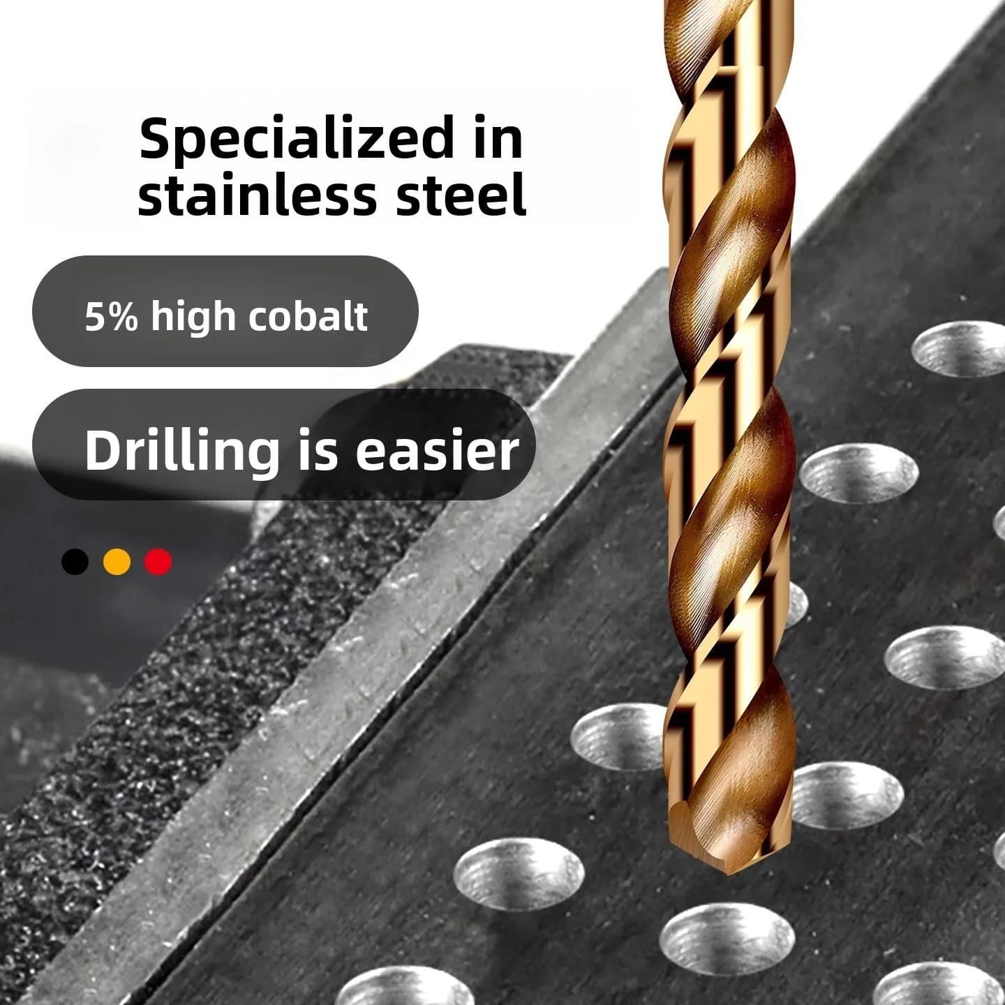 Twist Drill Bit Set M35 Cobalt Stainless Steel Finish None for Metal Drilling