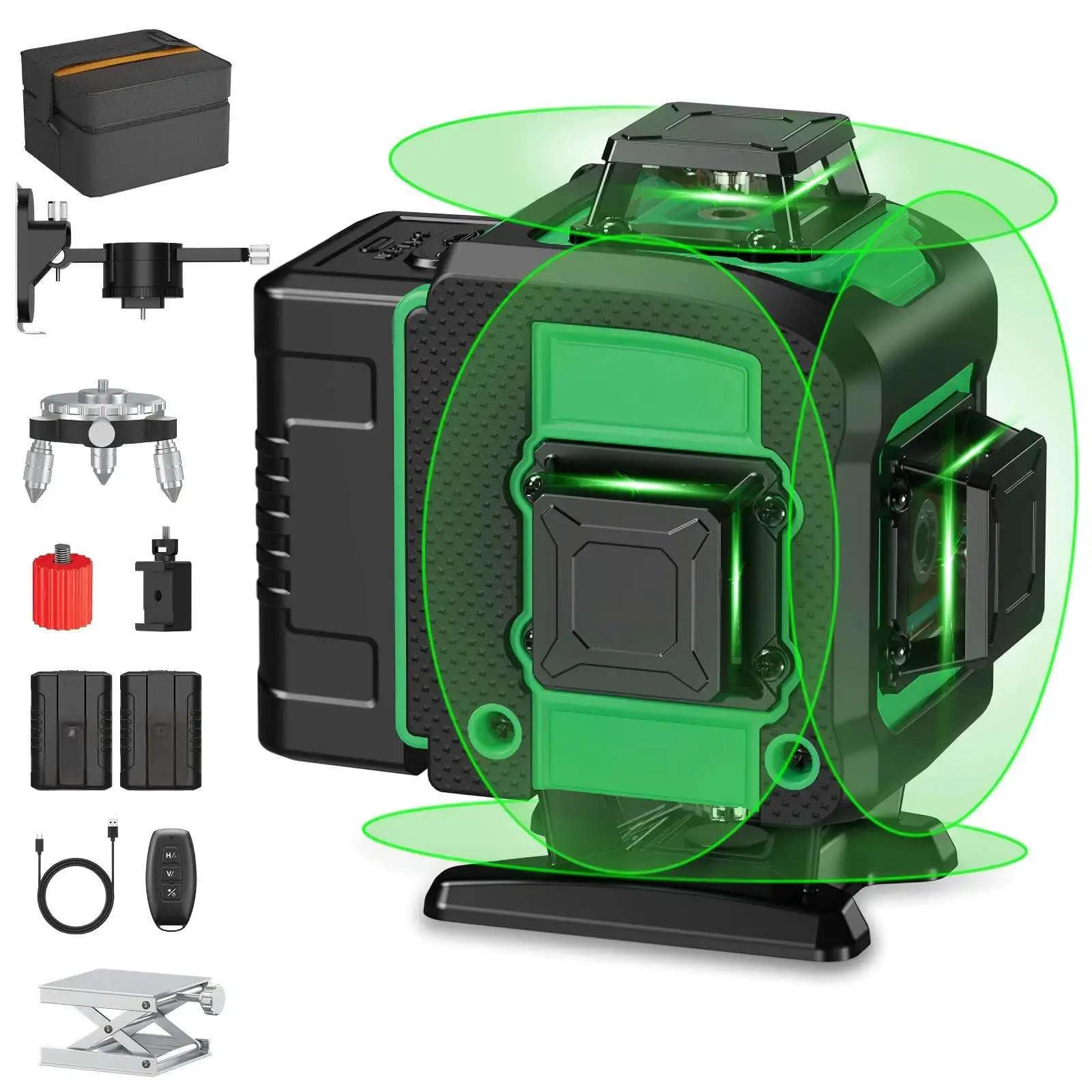 JSFANSTAR SN Industrial Green Digital Cross Line 4D Laser Level Self 360 Remote Control 18650 Battery 1 Year Warranty 532nm 2mm