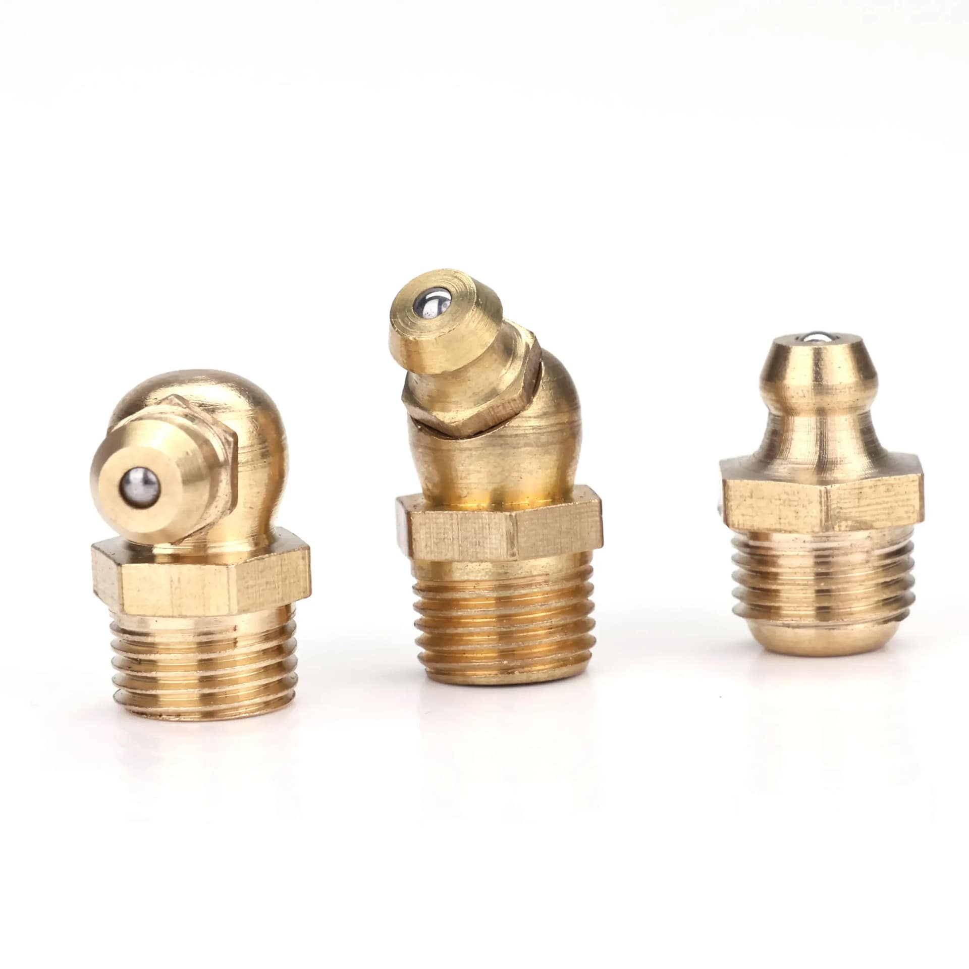 High Quality Brass Grease Nipples Grease Gun Fittings Elbow Straight Lubrication Grease Nipples for Automobiles Drill Compatible