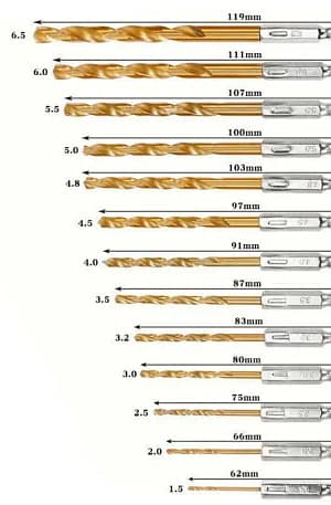 13-piece Hex Shank Twist Drill Bit Set High Speed Steel Titanium Coating Center Drill Bit M35 Electric Screwdrivers Hardware