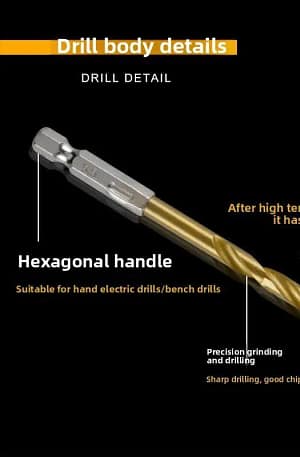 13-piece M35 Hex Shank Twist Center Drill Bit Set High Speed Steel Titanium Coating Drill Bits for Electric Screwdrivers