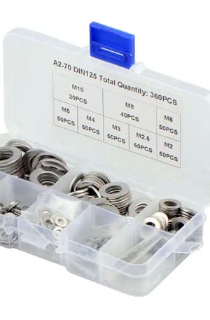 360 Pieces Basic Gasket Assortment Kit M2-M10 304 Stainless Steel 1mm Thickness Standard Split Washers Complying DIN Standard