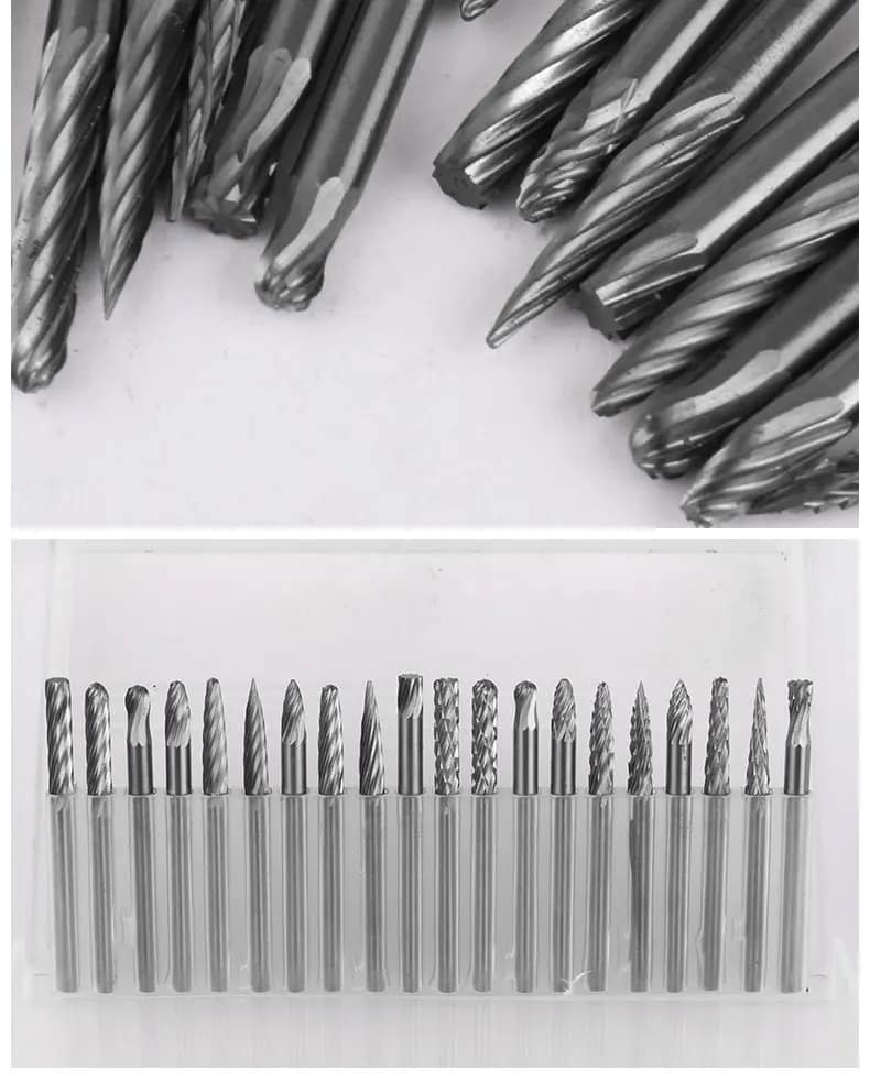 Tungsten Steel Hard Alloy End Mill Rotary Burr Grinding Woodworking Router Metal Engraving Polishing Electric Grinder Set 3*3mm