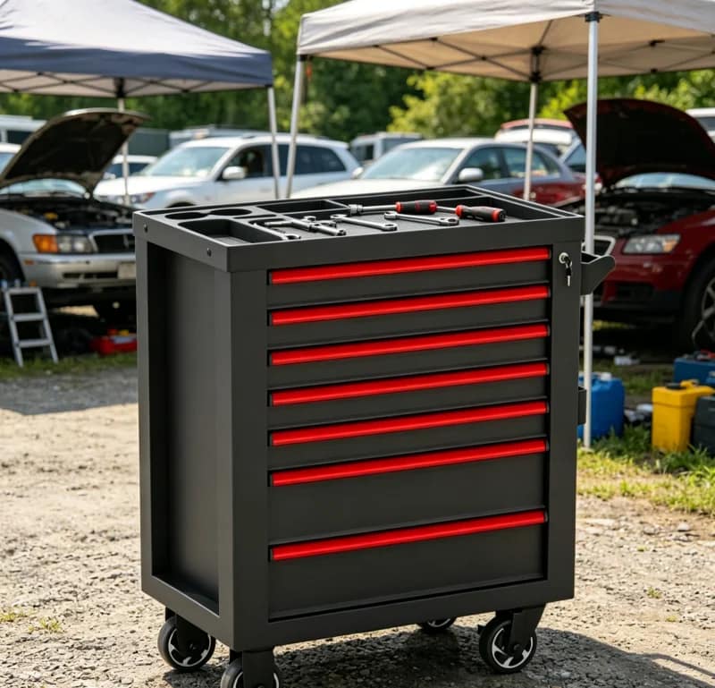 Heavy-duty Auto Repair Tool Case OEM Compatible Industrial-Grade Mobile Thick Iron Sheet Toolbox Adjustable Stand Anti-Dust