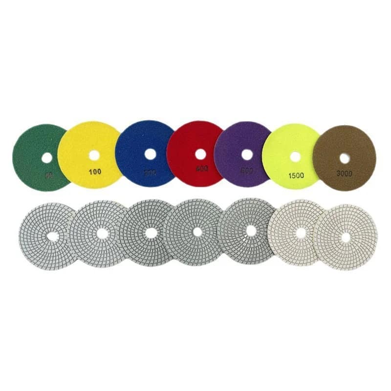 7-Step Wet Diamond Disc Polishing Pads Medium Abrasive Grade 40/50 for Stone & Marble Floor Grinding