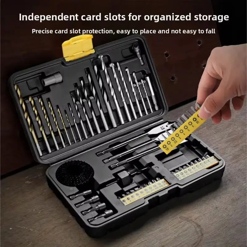 Bestselling 63-Piece Woodworking Tool Combo Set Indexable Drill Bit Set with Titanium Coating for Masonry Drilling