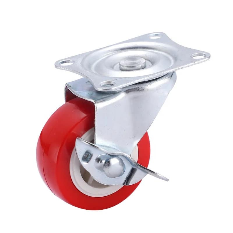 2-inch Load-bearing PVC Round Swivel Casters Silent with Brakes Single-wheel Fixed Trolley Transport Cart Model CY-PVC