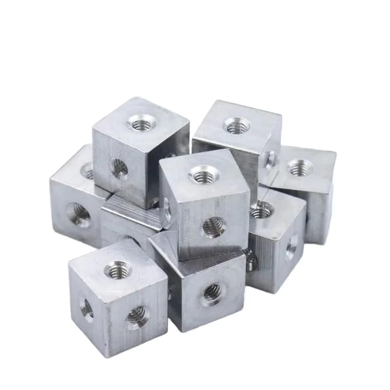Six-sided Screw Hole Body Fixing Block Yellow Zinc Plated Nut Iron Locking 8MM Hole Diameter CLASS 4 6.0mm Height Right Hand