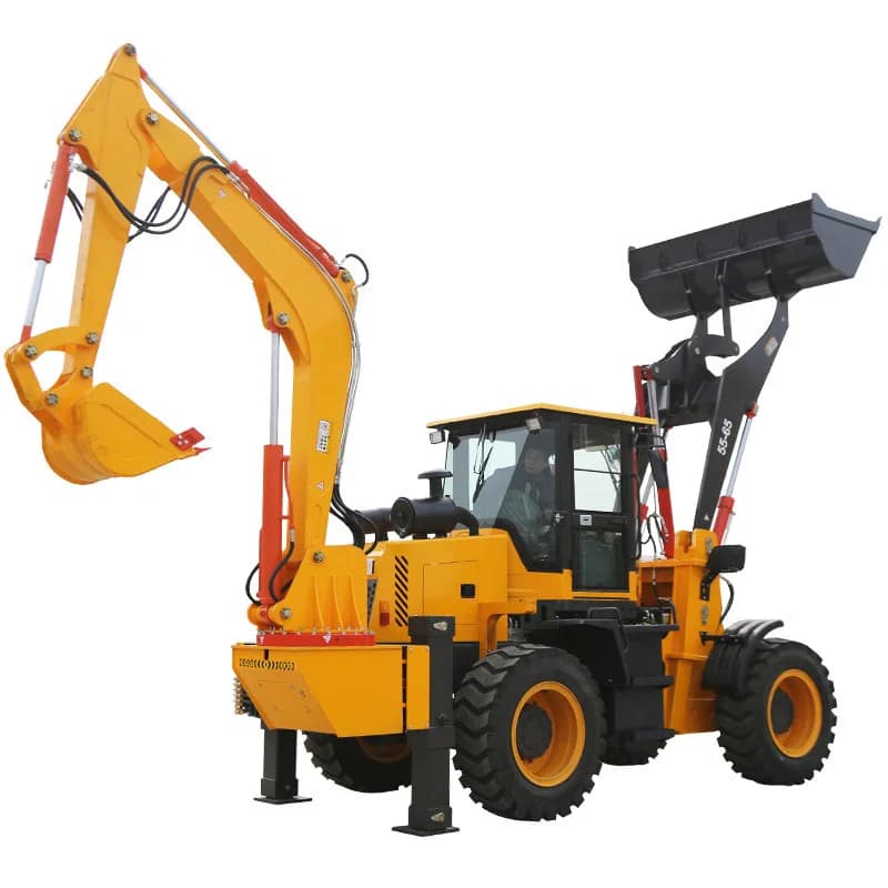 Original Factory Two-in-one Backhoe Loader Wheel Loader Full Hydraulic Diesel 37kW Front Loading Rear Digging Functions Bearing